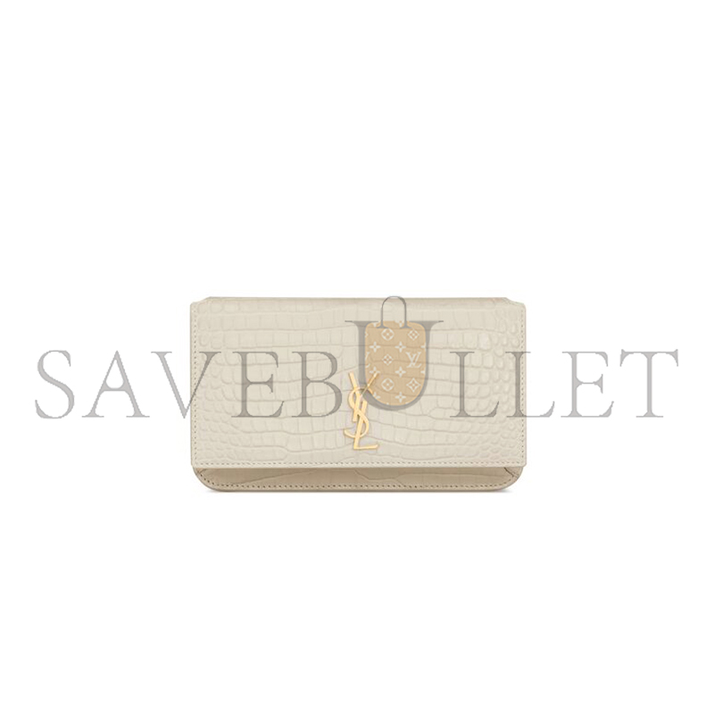 YSL CASSANDRE PHONE HOLDER IN SHINY CROCODILE-EMBOSSED LEATHER 635095DND1J9207 (18*11*2.5cm)